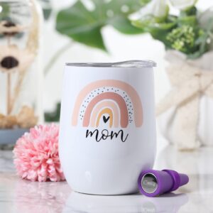 Mom Tumbler -12oz - Mom Cup - New Mom Gifts- Mom Wine Glass - Birthday Gifts for Mom from Daughter, Son, Kids - Christmas Gifts for Mom - Mom Mug - Gift Ideas for New Moms, First Time Moms