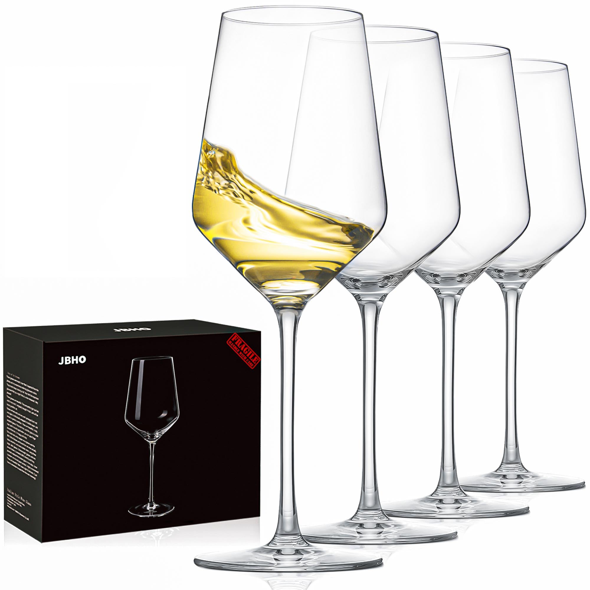 JBHO 17 oz Lead-Free Wine Glasses Set of 4, Hand Blown Durable Crystal Wine Glasses for Daily Use and Hosting Guests, Thin Rim for Serving Red and White Wine, Gift packing for any occasion