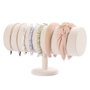 byken t-bar headband holder organizer,hair band ear display stand for girls(beige velvet)