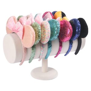 ByKen T-bar Headband Holder Organizer,Hair band Ear Display Stand for Girls(Beige Velvet)