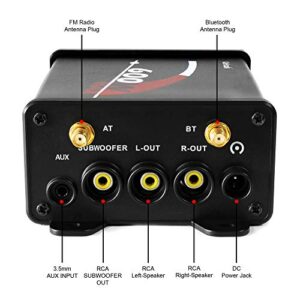 GoHawk TS5-S 2.1 Channel Amplifier 5" Subwoofer Waterproof Bluetooth ATV RZR UTV Stereo 3 Speakers Audio Amp Radio System 1.5 to 2" Roll-cage Bar Mount for Polaris Can-Am 4-Wheeler