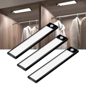 aipolloo 3 pack under cabinet lighting motion sensor, 31 led magnet closet lights, battery operated rechargeable lights, wireless magnetic under counter light for kitchen- hw20