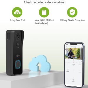 TieJus Doorbell Camera Wireless with Chime, Video Doorbell, 2 Way Audio, Voice Changer, Voice Message, PIR Motion Detection, Night Vision, SD & Cloud Storage, IP66 Waterproof, 2.4G WiFi