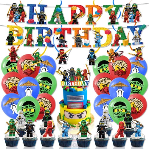 Ninja Birthday Party Supplies Ninja Themed Background Decoration Balloons Cake Topping Banner Birthday Party Decorations Boy Ninja Warrior Birthday Party Decorations