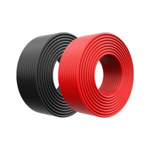 powmr solar panel wire 55ft black & 55ft red 10 gauge tinned copper wire solar wire 10 awg (6mm²) pv wire solar panel extension cable -fit for rv, boat, inverter, etc.10 awg wire 55ft (black & red)