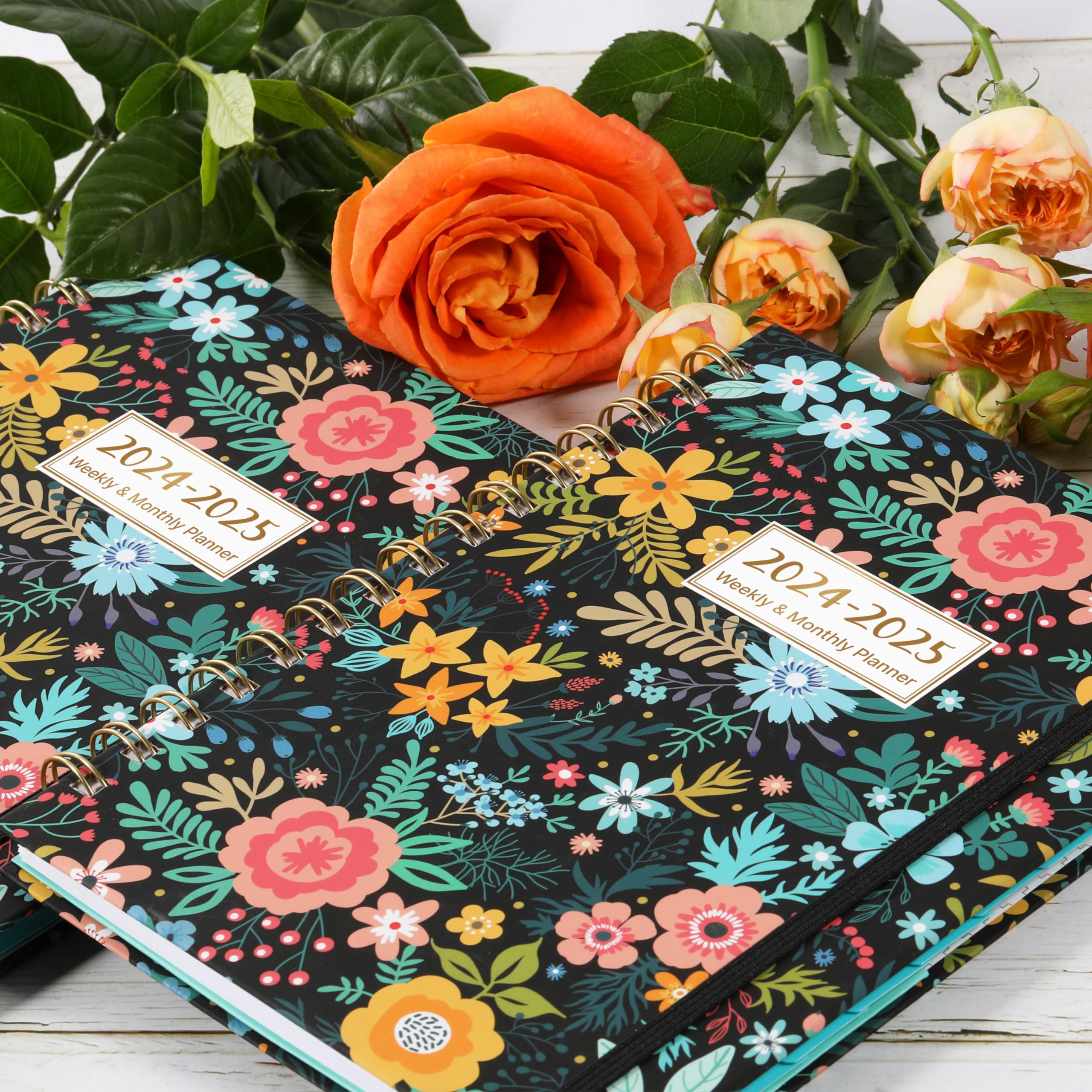 2024-2025 Planner - Planner 2024-2025, July 2024 - June 2025, Weekly & Monthly Planner with Tabs, 6.37" x 8.46", Hardcover + Inner Pocket + Thick Paper - Colorful Flower