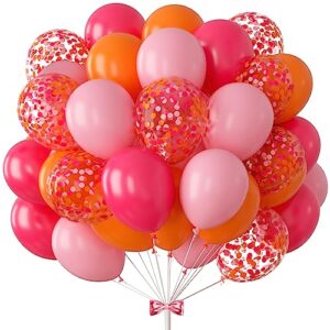 bbeipulas 73pcs hot pink and orange balloon arch 12in pink confetti balloons hot pink pastel pink orange balloons for kids' party supplies hot pink and gold decorations