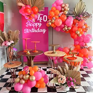 BBeiPulAs 73Pcs Hot Pink and Orange Balloon Arch 12in Pink Confetti Balloons Hot Pink Pastel Pink Orange Balloons for Kids' Party Supplies Hot Pink and Gold Decorations