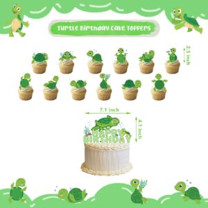 Chilfamy Turtle Party Decorations, Cute Turtle Party Supplies with Happy Birthday Banner, Baby Turtle Cake Toppers, Latex Balloons for Boys Girls Animal Theme Baby Shower Kids Birthday Party Decors