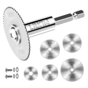 litkiwi 1/4-inch hex shank rotary drill saw(with 5pcs blades),hss saw disc wheel cutting blades for drills rotary tools