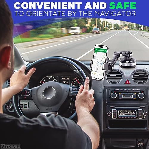 V TOWER Phone Mount for Car Dashboard - 360° Car Mount for iPhone 13 Pro Max Car Mount Cell Phone Car Mount Car Phone Mount - 10.9Oz iPhone Suction Mount Car Vent Phone Mount Phone Holder Car