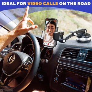 V TOWER Phone Mount for Car Dashboard - 360° Car Mount for iPhone 13 Pro Max Car Mount Cell Phone Car Mount Car Phone Mount - 10.9Oz iPhone Suction Mount Car Vent Phone Mount Phone Holder Car