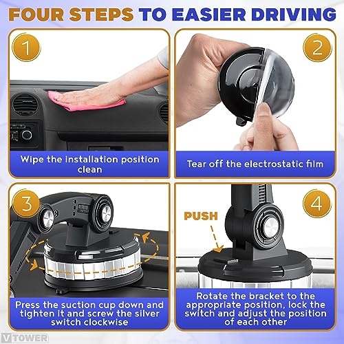 V TOWER Phone Mount for Car Dashboard - 360° Car Mount for iPhone 13 Pro Max Car Mount Cell Phone Car Mount Car Phone Mount - 10.9Oz iPhone Suction Mount Car Vent Phone Mount Phone Holder Car