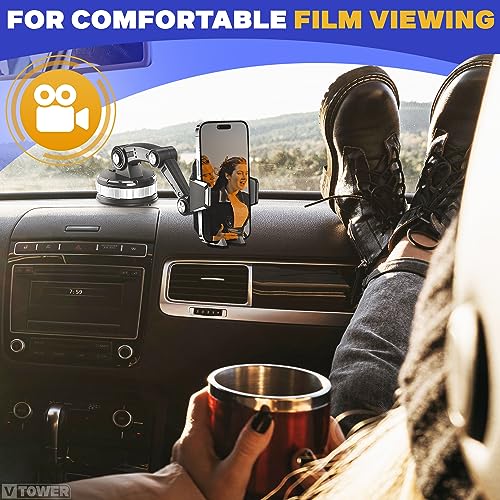 V TOWER Phone Mount for Car Dashboard - 360° Car Mount for iPhone 13 Pro Max Car Mount Cell Phone Car Mount Car Phone Mount - 10.9Oz iPhone Suction Mount Car Vent Phone Mount Phone Holder Car