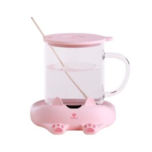 duhel coffee mug warmer, coffee warmer for desk with 3 temp settings, cup warmer for desk auto shut off, cute mug warmer for desk(pink)