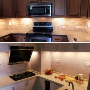 Litever Under Cabinet LED Lights Kit Dimmable by AC in-Wall Dimmer. Plug or Direct Wire LED Driver. Super Bright Linkable Lighting Strip for Kitchen Cabinets Counter. 35W 2000 Lumen. Warm White 3000K