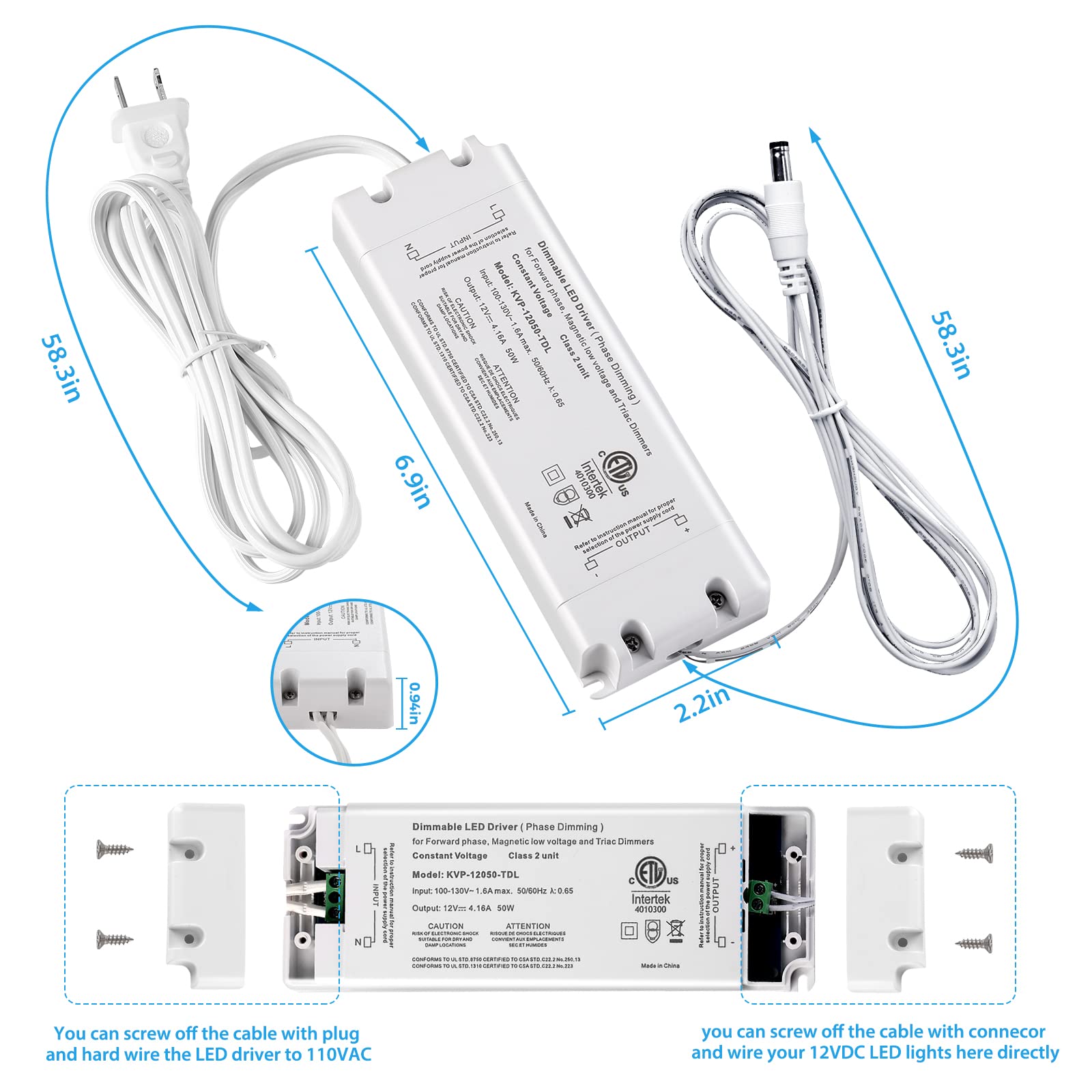 Litever Under Cabinet LED Lights Kit Dimmable by AC in-Wall Dimmer. Plug or Direct Wire LED Driver. Super Bright Linkable Lighting Strip for Kitchen Cabinets Counter. 35W 2000 Lumen. Warm White 3000K