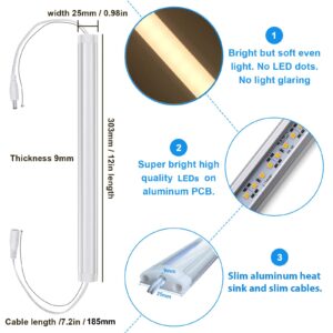 Litever Under Cabinet LED Lights Kit Dimmable by AC in-Wall Dimmer. Plug or Direct Wire LED Driver. Super Bright Linkable Lighting Strip for Kitchen Cabinets Counter. 35W 2000 Lumen. Warm White 3000K