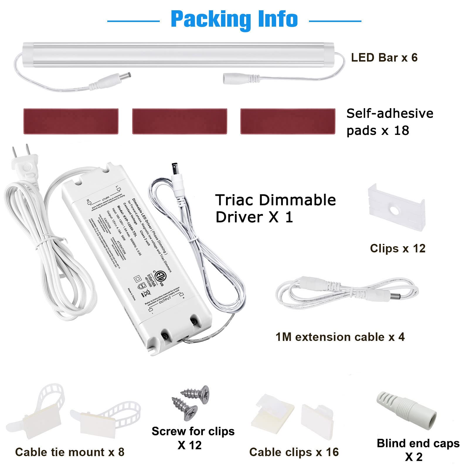 Litever Under Cabinet LED Lights Kit Dimmable by AC in-Wall Dimmer. Plug or Direct Wire LED Driver. Super Bright Linkable Lighting Strip for Kitchen Cabinets Counter. 35W 2000 Lumen. Warm White 3000K