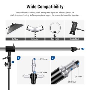 NEEWER Air Cushioned Aluminum Light Stand, 9.8ft/3m Adjustable Photography Stand with Boom Arm, Counterweight, Sandbag, 1/4" Screw for Softbox, Studio Flash, Umbrella, Ring Light, Max Load 5kg