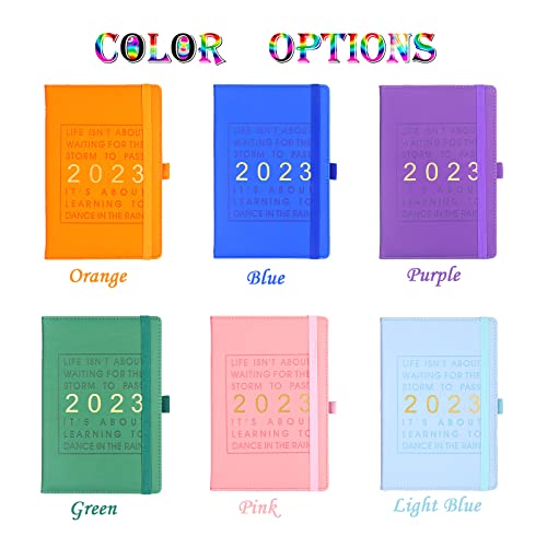 Daily Planner 2023 Weekly Monthly Calendar Planner with Hourly Schedules and Colored Tabs Softcover Agenda A5 Size Planning Workbook to Achieve Your Work and Life Goals with Free Fancy Rollerball Pen