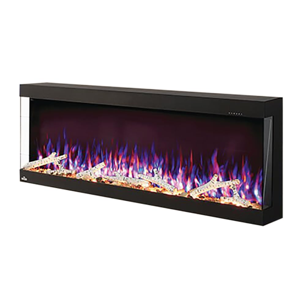 Napoleon Trivista Pictura 50 - NEFL50H3SV - Wall Hanging Electric Fireplace, 50-in, Black, Glass Front, Realistic Flames, LED Ember Bed, Adjustable Flame Height/Colours, Remote Included