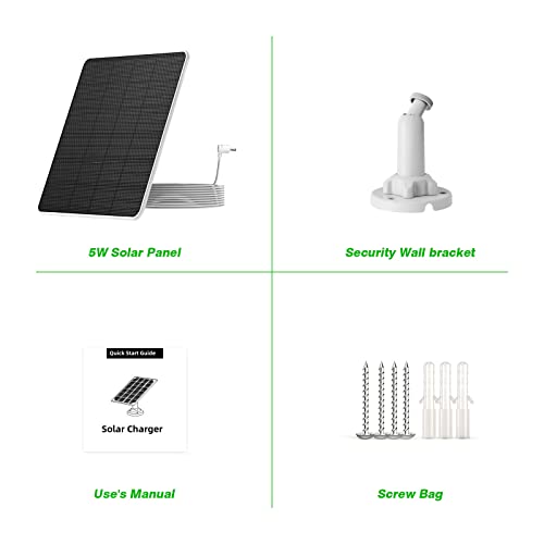 Solar Panel for Ring Camera, Camera Solar Panel Charger for Ring Spotlight Camera Battery and Stick Up Cam Battery, IP65 Waterproof, Adjustable Security Wall Mount, 9.8ft Cable