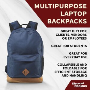 DISCOUNT PROMOS Multipurpose Laptop Backpacks Set of 10, Bulk Pack - Lots of Features for Everyday Use, Perfect for Employess, Businessman - Blue