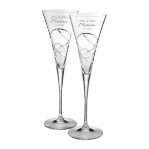 Lenox Bridal Personalized Adorn Wedding Bundle, Includes Custom Engraved Wedding Cake Knife and Server Set and Pair of Wedding Champagne Flutes for Bride and Groom