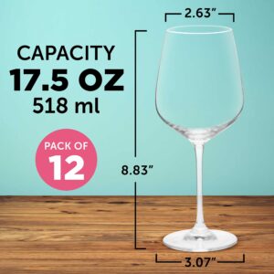 DISCOUNT PROMOS Crystal Wine Glasses 17.5 oz. Set of 12, Bulk Pack - Restaurant Glassware, Perfect for Red Wine or White Wine - Clear