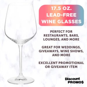 DISCOUNT PROMOS Crystal Wine Glasses 17.5 oz. Set of 12, Bulk Pack - Restaurant Glassware, Perfect for Red Wine or White Wine - Clear