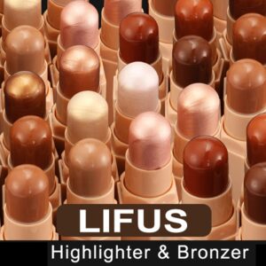 LIFUS Face Cream Contour Stick Bronzer Stick Highlighter Stick Illuminator Makeup Glow Kit,Long Lasting Highly Piamented Skin Brighten Shadow Contour Bronzer Highlighter Powder Pen Pencil-F1