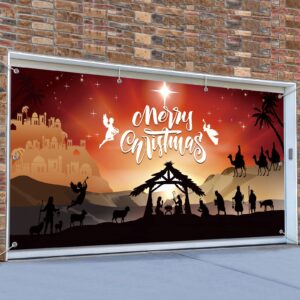 extra large christmas nativity garage door banner - 6x13ft backdrop for xmas holiday party decor