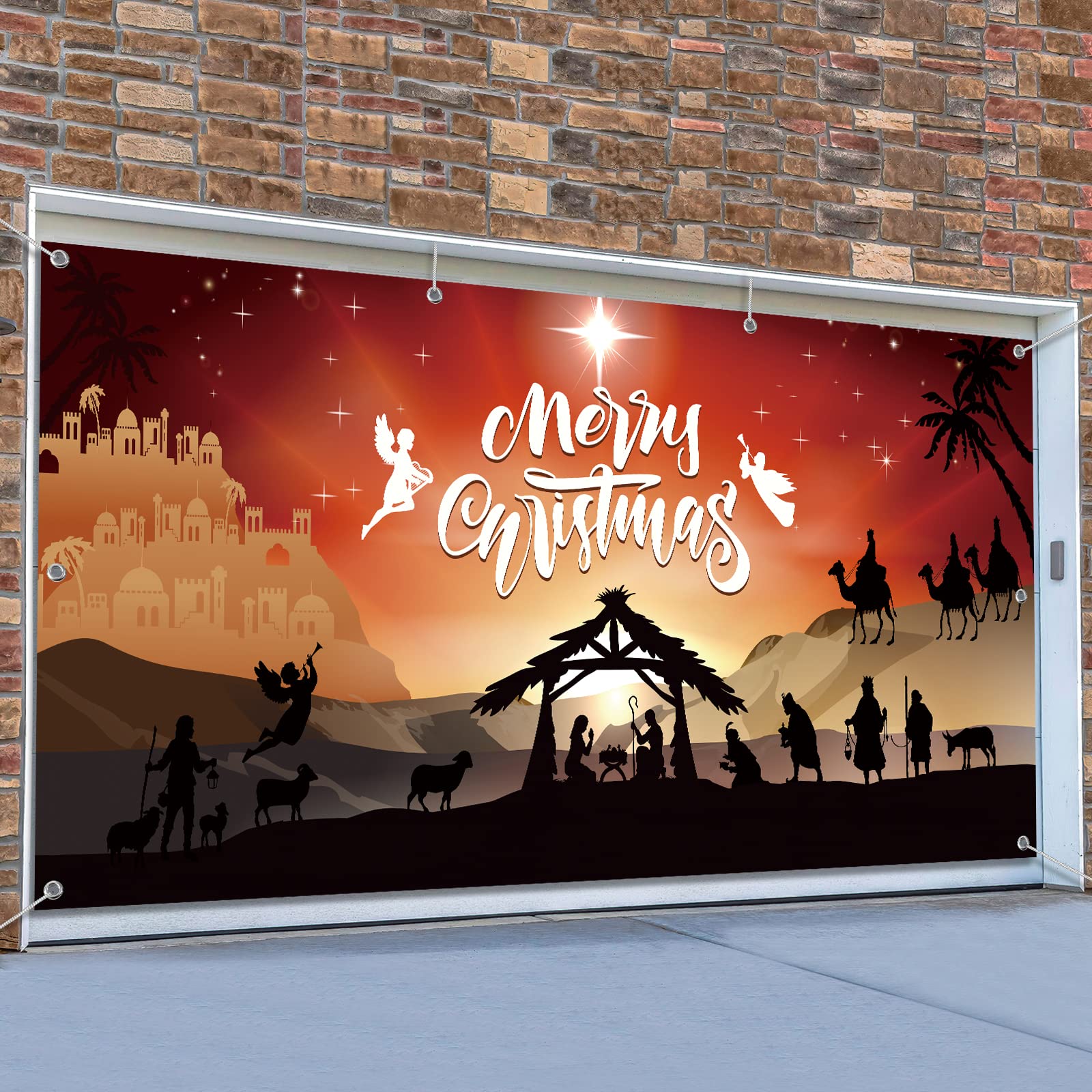 Extra Large Christmas Nativity Garage Door Banner - 6x13ft Backdrop for Xmas Holiday Party Decor