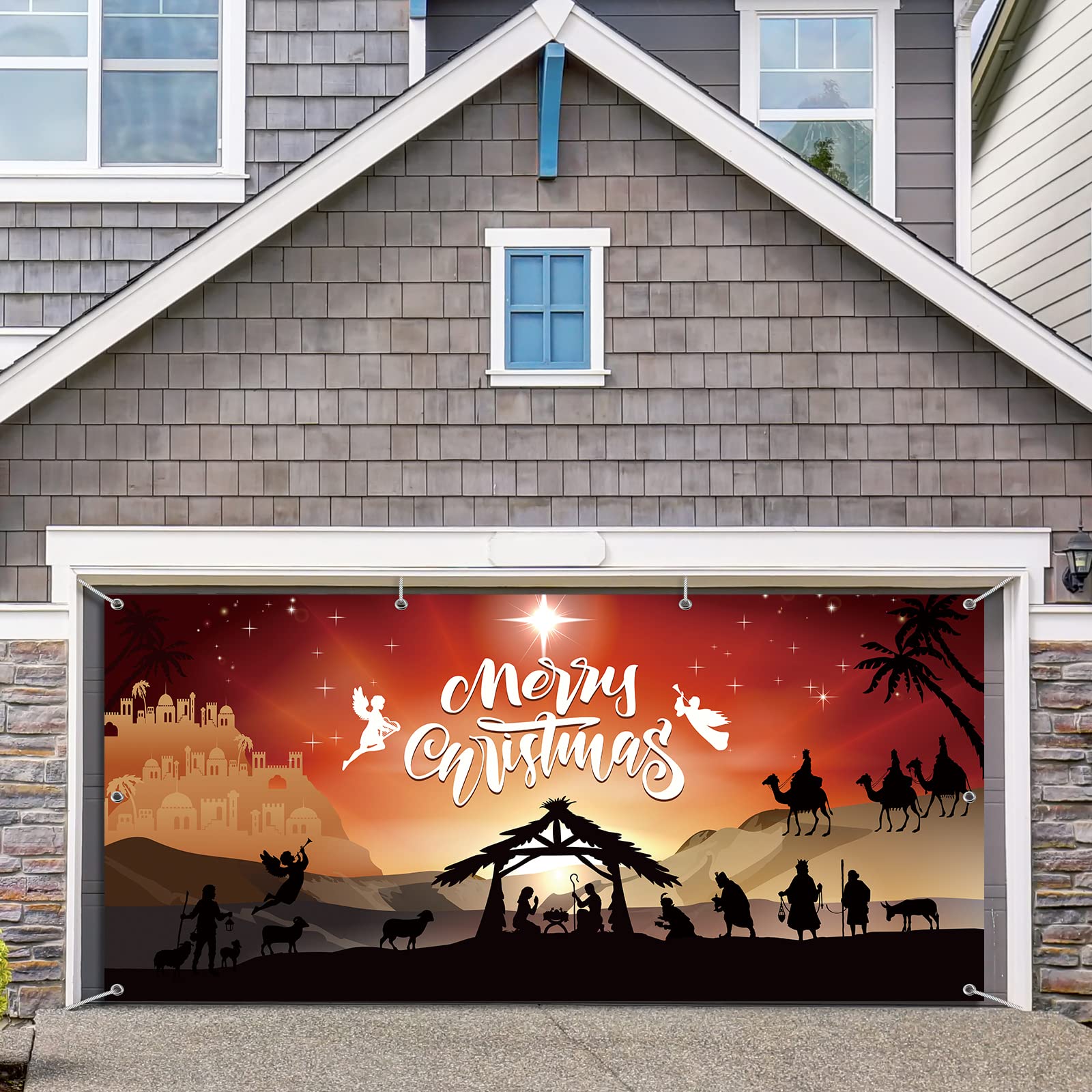 Extra Large Christmas Nativity Garage Door Banner - 6x13ft Backdrop for Xmas Holiday Party Decor