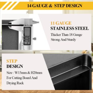 Black Kitchen Sink Workstation, 19x30 Inch Stainless Steel Drop In Single Bowl Bar Sink Nice Modern Kitchen Ledge Sink Gift Combo-SS Grid,Drying Rack,Cutting Board,Utensil Rest And Drain Strainer Set