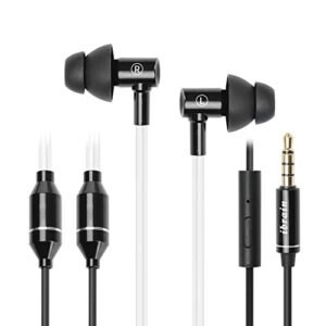 ibrain air tube headphones emf free airtube earbuds wired air tube headset with microphone in ear airtube earphones noise cancelling with patented technology for safe listening - black