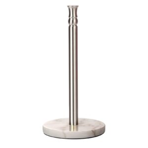 Siwil Paper Towel Holder Stand, One-Handed Ripping Paper Towel Roll Holder Countertop, Heavy Marble Base, NOT Tip Over - (Marble, Brushed Nickel)