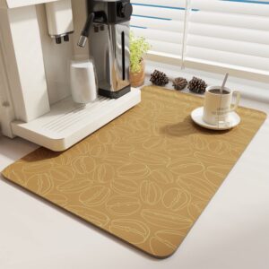 amoami-coffee mat-coffee bar accessories-absorbent stain resistant drying mat fit under coffee maker machine coffee pot tray espresso machine-coffee station accessories and decor-12”x19”