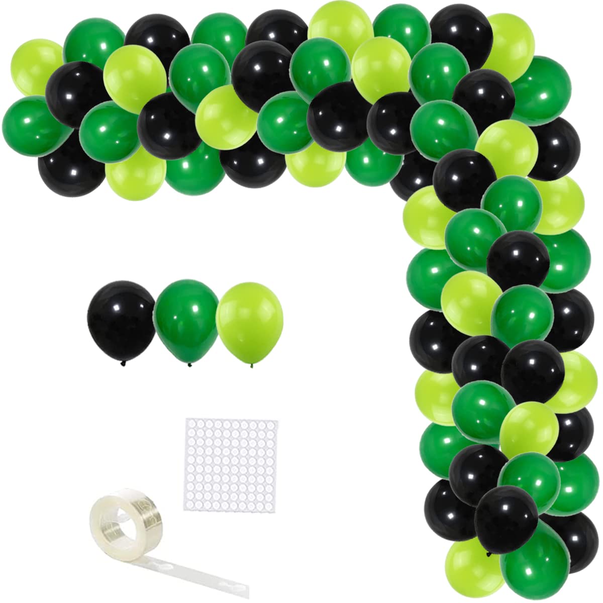 Green Black Balloon Garland Arch Kit - 122PCS Video Game Party Supplies Lime Green Black Balloons for Boy Soccer Football Video Gamer Miner Birthday Baby Shower Graduation Party Decors