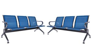 kinsuite set of 2 waiting room chairs with arms - 3-seat airport reception bench waiting room bench, lobby bench seating for business hospital market, blue