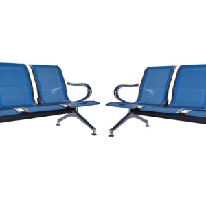 Kinsuite Set of 2 Waiting Room Chairs with Arms - 3-Seat Airport Reception Bench Waiting Room Bench, Lobby Bench Seating for Business Hospital Market, Blue