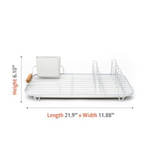 Full Circle Dish Jockey Dish Drying Rack – Space Saving Drying Rack for Kitchen Counter – Stainless Steel and Recycled Plastic Drainer with Holders for Plates, Cutlery, Pots and Pans