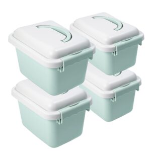 naivees 4 pack storage latch bins with lids/handle, plastic storage containers