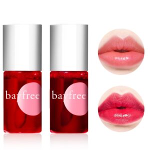 2 colors lip stain tint,plumping mini liquid lipstick,hydrating moisturizing lip cheeks and eyes,waterproof&long lasting,natural glossy korean lip tint stain easy application, non-sticky(01+02)