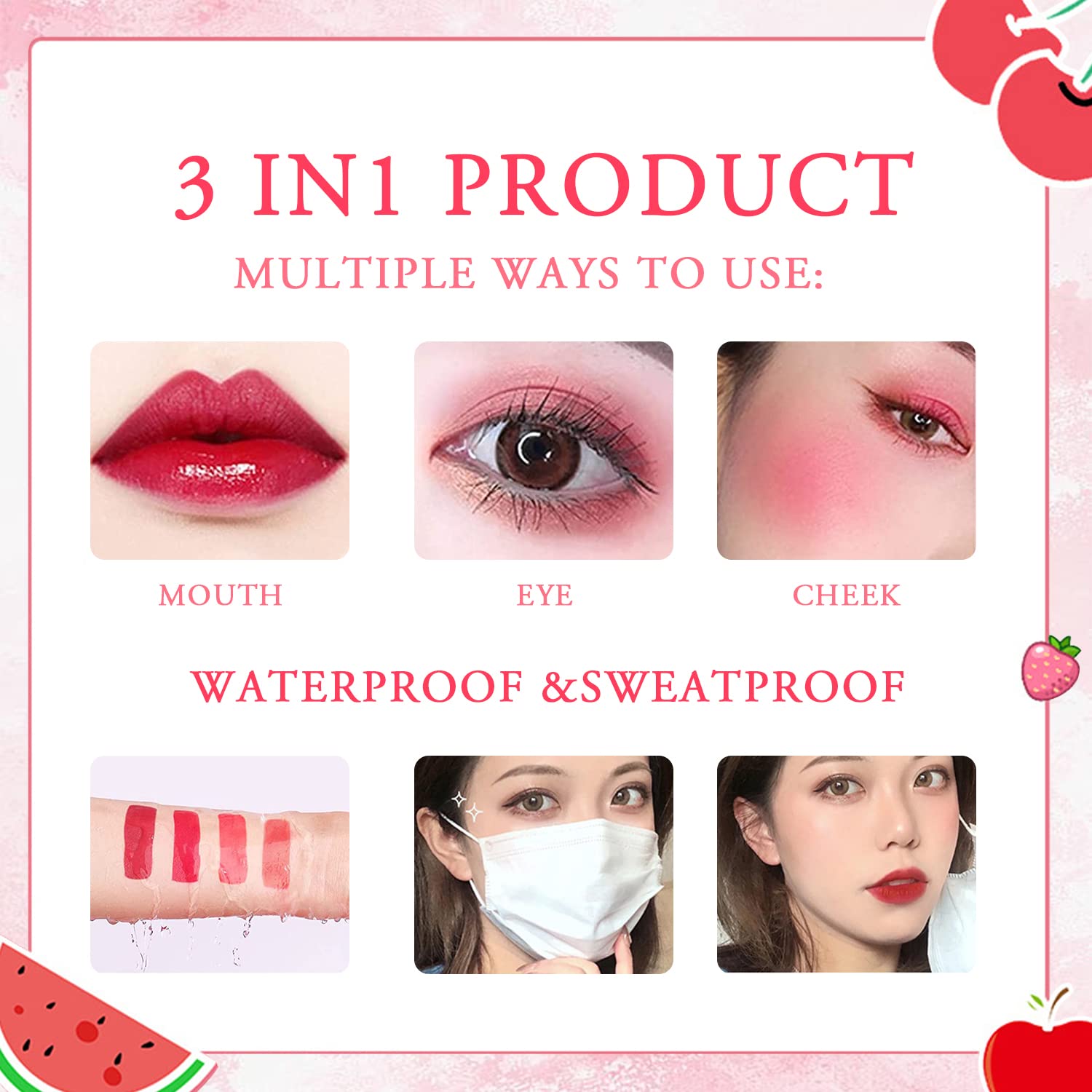 2 Colors Lip Stain Tint,Plumping Mini Liquid Lipstick,Hydrating Moisturizing Lip Cheeks And Eyes,Waterproof&Long Lasting,Natural Glossy Korean Lip Tint Stain Easy Application, Non-Sticky(01+02)