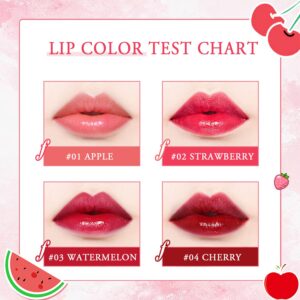 2 Colors Lip Stain Tint,Plumping Mini Liquid Lipstick,Hydrating Moisturizing Lip Cheeks And Eyes,Waterproof&Long Lasting,Natural Glossy Korean Lip Tint Stain Easy Application, Non-Sticky(01+02)