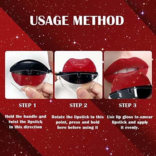 DAGEDA 3 Colors Lazy Lipstick, Pearl Lipstick Magic Color Changing Lipstick, Labiales Magicos Long Lasting Moisturizing Lipstick, Not Fade Lip Shape Lipstick for Lazy People（Color A）