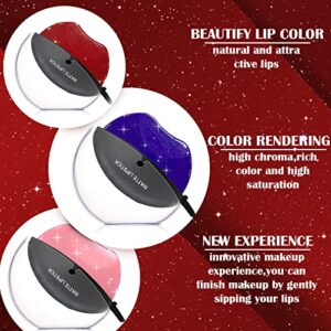 DAGEDA 3 Colors Lazy Lipstick, Pearl Lipstick Magic Color Changing Lipstick, Labiales Magicos Long Lasting Moisturizing Lipstick, Not Fade Lip Shape Lipstick for Lazy People（Color A）