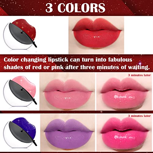 DAGEDA 3 Colors Lazy Lipstick, Pearl Lipstick Magic Color Changing Lipstick, Labiales Magicos Long Lasting Moisturizing Lipstick, Not Fade Lip Shape Lipstick for Lazy People（Color A）